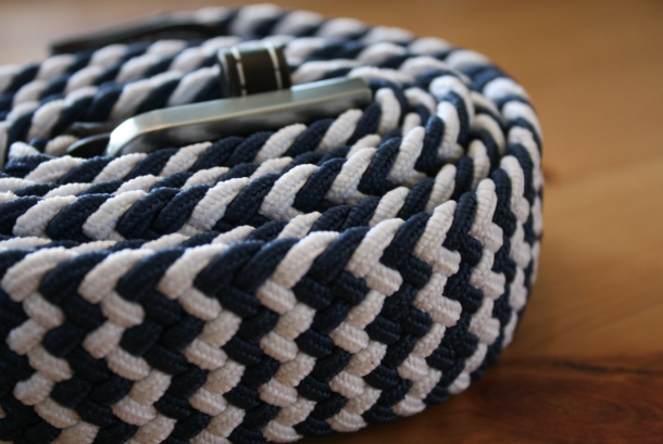 Swole Panda Recycled Woven Belt – Navy & White ZigZag - Image 2