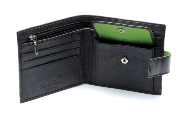 Charles Smith Leather Wallet - Brown & Lime