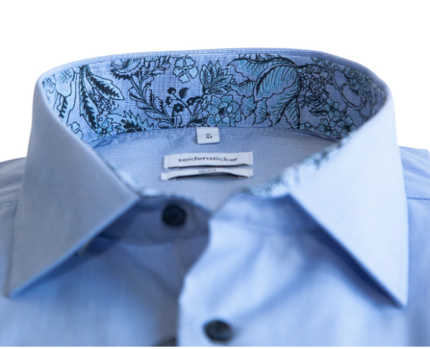 Seidensticker Slim Fit Shirt - Blue With Trim - Image 2