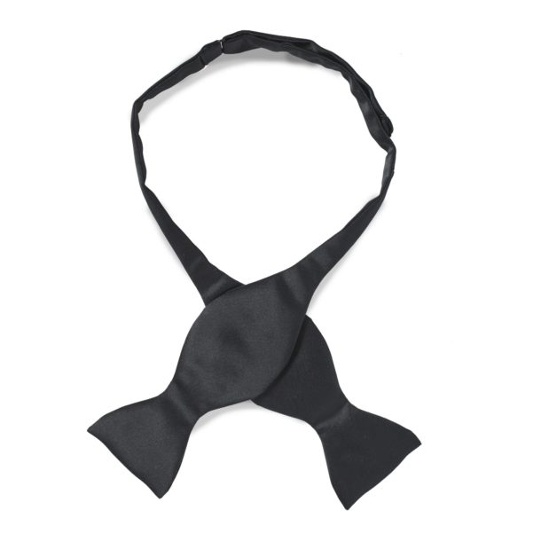 Hunt & Holditch Poly Satin Tie Yourself Bow Tie - Black - Image 2