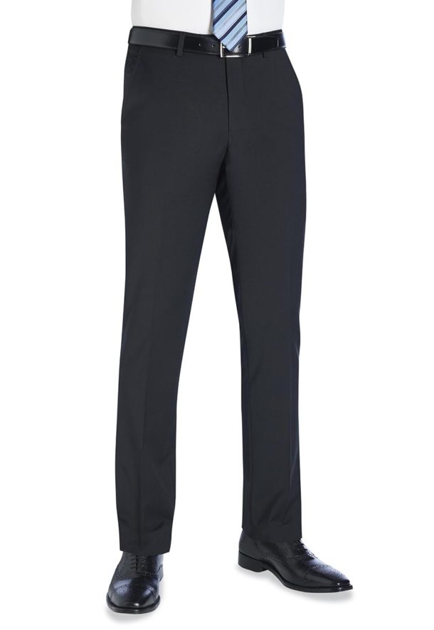 Brook Taverner Cassino Slim Fit Trousers - Plain Front - Image 3