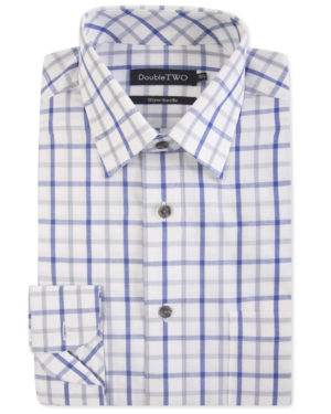 Double Two Brushed 100% Cotton Shirt - Navy Check