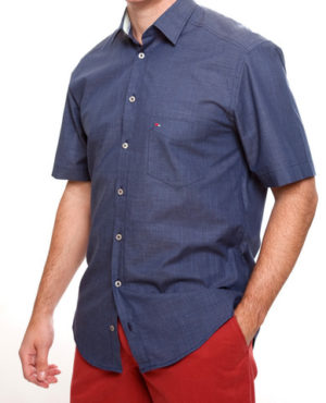 Jupiter 100% Cotton Short Sleeved Shirt - Navy