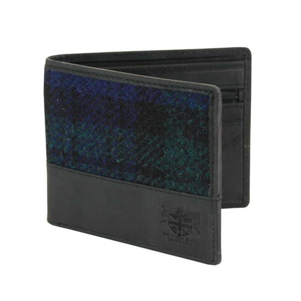 British Bag Company - Black Watch Harris Tweed Leather Wallet