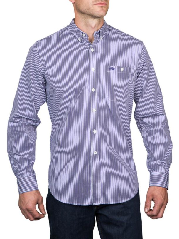 Raging Bull Bengal Stripe Shirt - Purple/White.