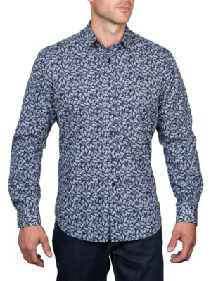 Raging Bull Floral Print Shirt - Navy / White