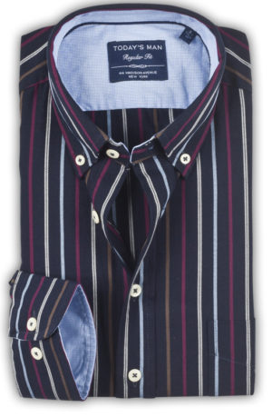 Today's Man Long Sleeved Shirt - Multi Stripe