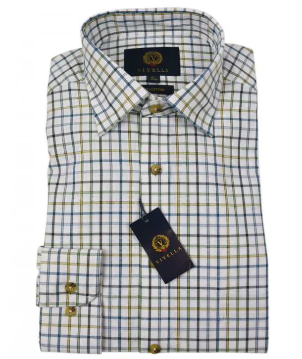 Viyella Brushed Cotton Shirt - Green Check